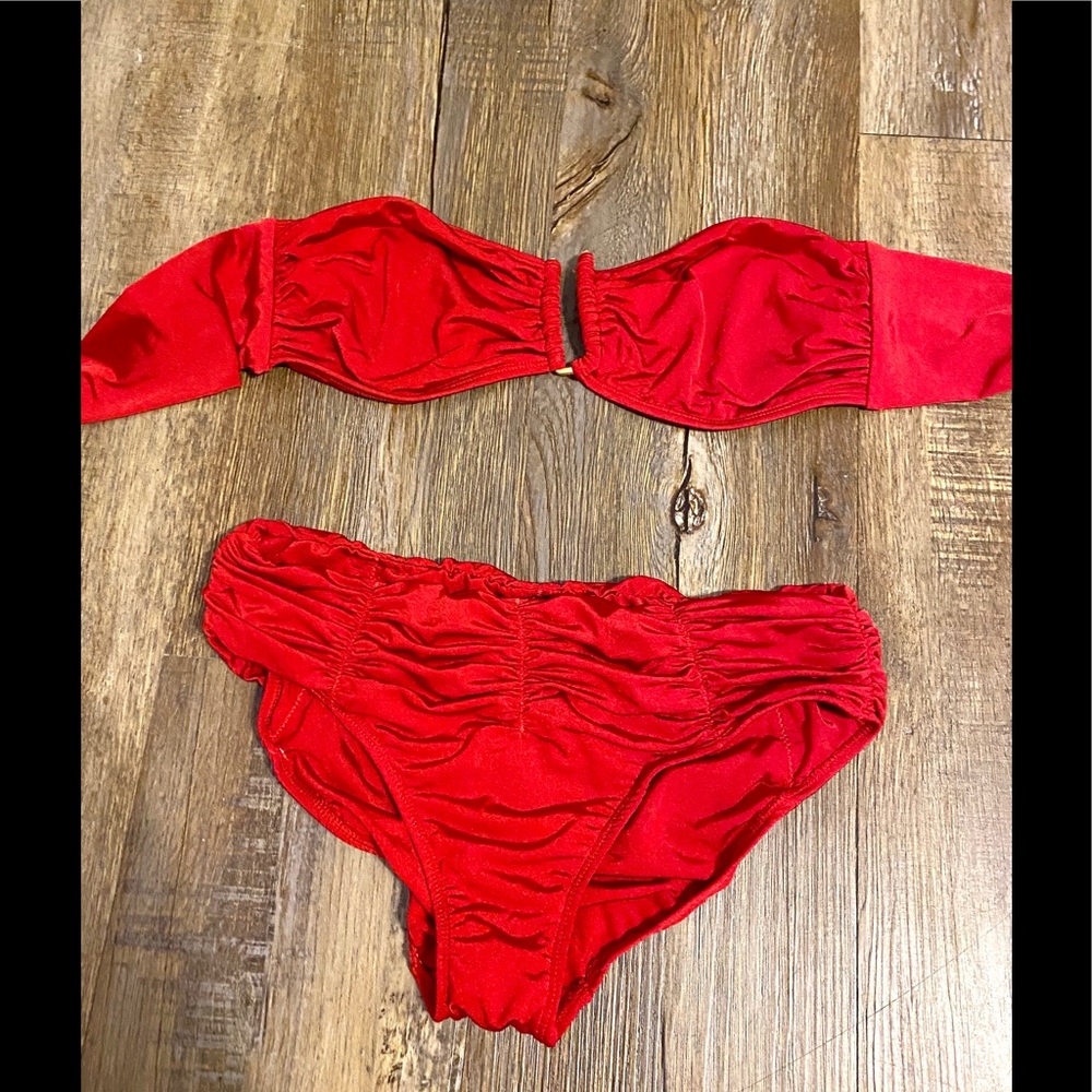 Bright red bikini